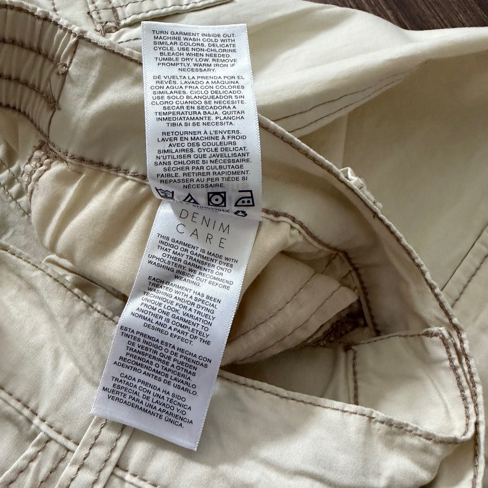 Kensie Jeans Cargo Pants Cream High Rise Wide Leg D Ring Hem Straps Women 10/30 - Picture 5 of 12